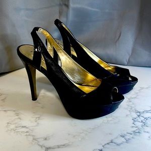 BEBE black platform heels, patent leather size 7.5